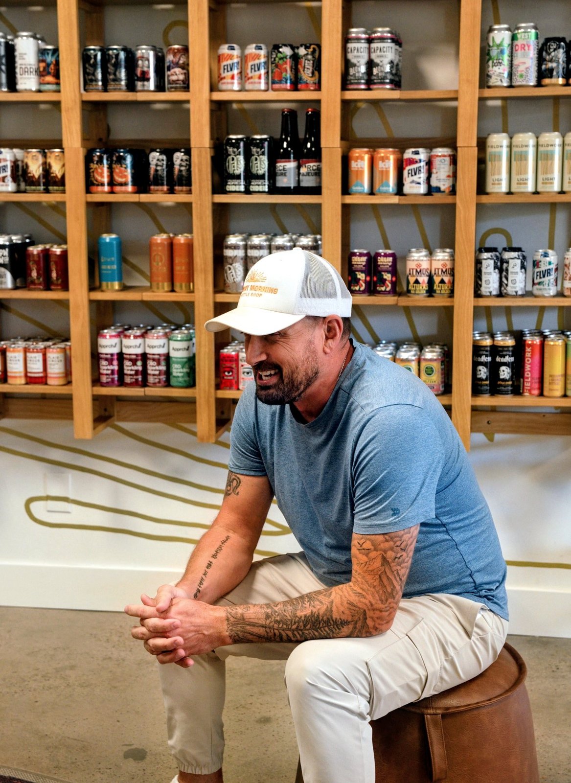 Zane Curtis in a shop, listening